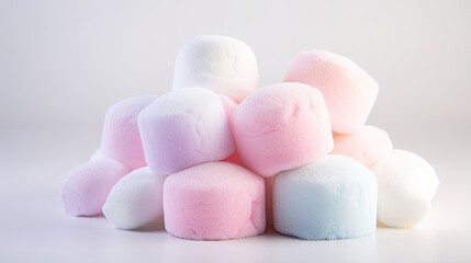 Obraz na płótnie Canvas Image of a cluster of fluffy marshmallows on a white background.