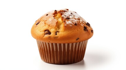 Image of a freshly baked cupcake isolated on a white background.