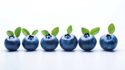 An image of plump and juicy blueberries neatly arranged in a row.