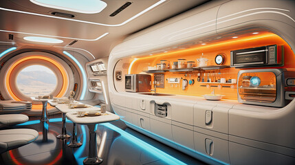 kitchen of the future in white orange color