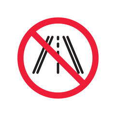 Forbidden road icon. No pass vector icon. No access pictogram. Prohibited road sign vector icon. Warning, danger, caution, attention, restriction. No way flat pictogram. Do not enter. Danger turn icon