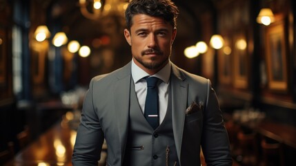 Elegant man in a tailored three-piece suit.