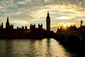 Sunset at Big Ben & houses of parliament