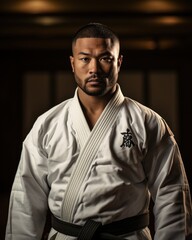 Obraz premium Martial artist in a traditional white gi.