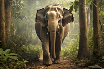Fototapeta premium Asian elephant walking in the jungle