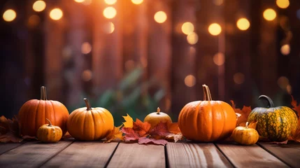 Fotobehang Happy fall autumn Halloween holiday thanksgiving background © DLC Studio