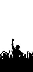 Fototapeta premium Crowd of people silhouette, vertical banner. Leader man, cheerful people. Vector illustration.