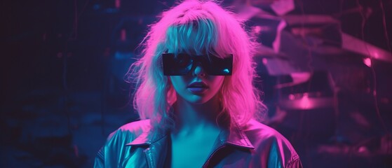 Retro VHS style girl. Generative AI