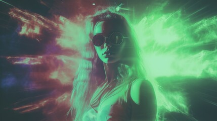 Retro VHS style girl. Generative AI