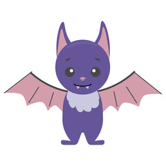 Happy Halloween. Cute cartoon bat. Flat design. Vector illustration.