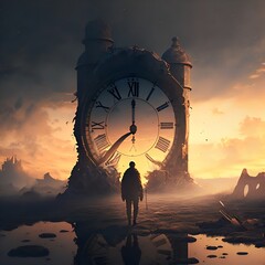 The Clock of Time: A Surreal Landscape