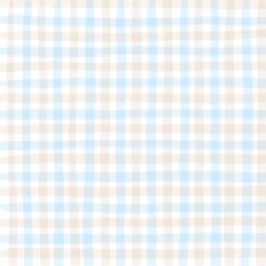 Blue Beige Gingham Check Hand Drawn Background