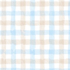 Blue Beige Gingham Check Hand Drawn Background