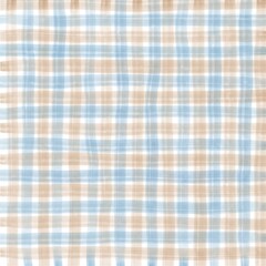 Blue Beige Gingham Check Hand Drawn Background