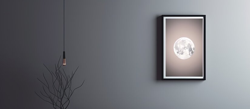 Moon mockup on a gray wall, framed.