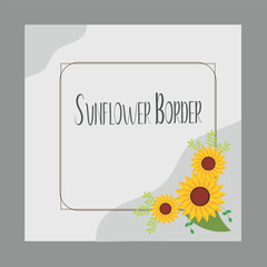 Hand-drawn sunflower border design
