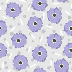 Vector seamless pattern with flower.Tropical jungle cartoon leaf.Pastel plant background.Cute natural pattern for fabric, childrens clothing,textiles,wrapping paper.