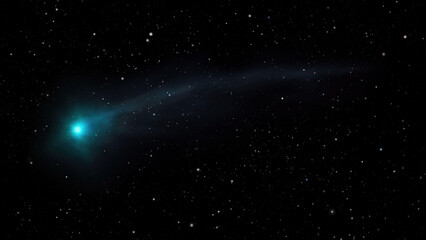 Green comet flying
