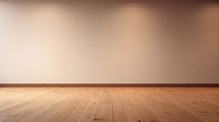 Beautiful brown wall with wooden floor for presentation with light glare