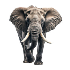 angry elephant running towards camera, isolated png, transparent background, generative ai