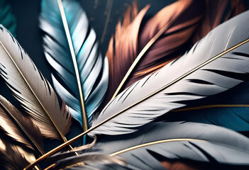 close up view of a feather in minimal style