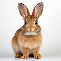 Fototapeta premium Cute rabbit animal sitting white background