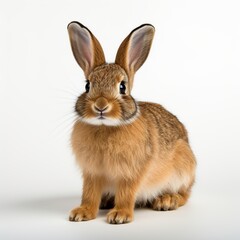 Fototapeta premium Cute rabbit animal sitting white background
