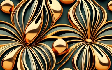 3d glod colour flower background generative ai