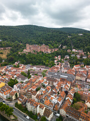 Fototapeta na wymiar old town in germany Heidelberg, bridge view, old town, red brick river, old bridge, castle