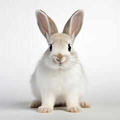 Fototapeta premium Cute rabbit animal sitting white background
