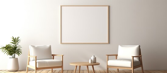 Create of Scandinavian-style poster frame in modern living room.