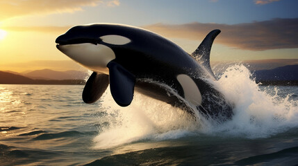 killer whale swims in ocean made with generative AI