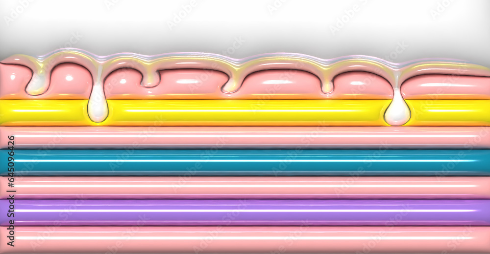 Aufkleber abstract background with inflated stripes, 3d rendering illustration