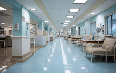 Empty hallway hospital interior