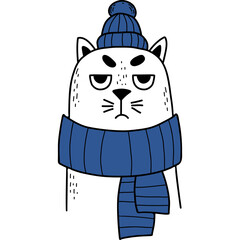 Funny Sad winter cat