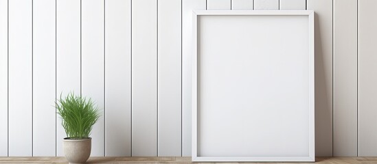 Rustic of an old wooden frame mockup on a white wooden background.