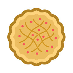 Thanksgiving Pie or cake. Homemade food. Sweet delicious festive dessert. Flat cartoon illustration isolated on white background. Top view