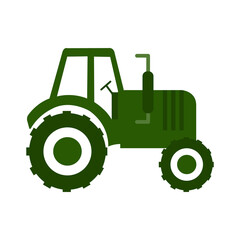 Tractor.Farm transport.Green icon of farm transport.