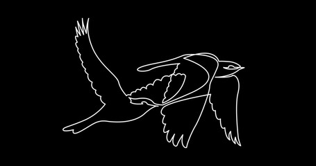 Fototapeta premium continuous line drawing vector illustration with FULLY EDITABLE STROKE of birds butterflies as nature concept decoration background