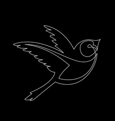 continuous line drawing vector illustration with FULLY EDITABLE STROKE of birds butterflies as nature concept decoration background