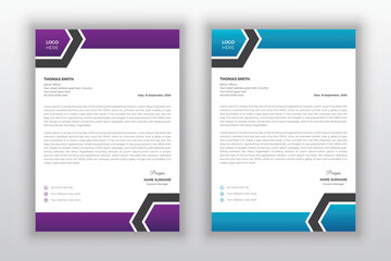 Obraz premium Modern Creative & Clean business style letterhead template design with 2 color variation bundle. Corporate letterhead template design for your project, vector design, editable layout...