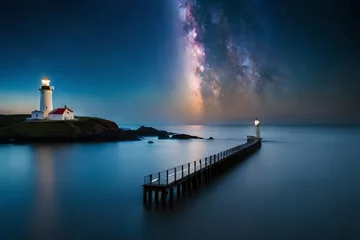 Poster lighthouse at night © Tahira