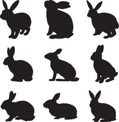 Rabbit Silhouette Vector Pack