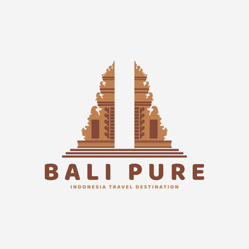 pura lempuyang temple logo vector vintage illustration template design. bali icon gates destination