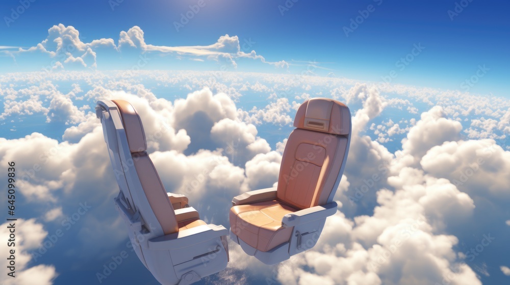 Sticker Two airplane seats in the sky, AI