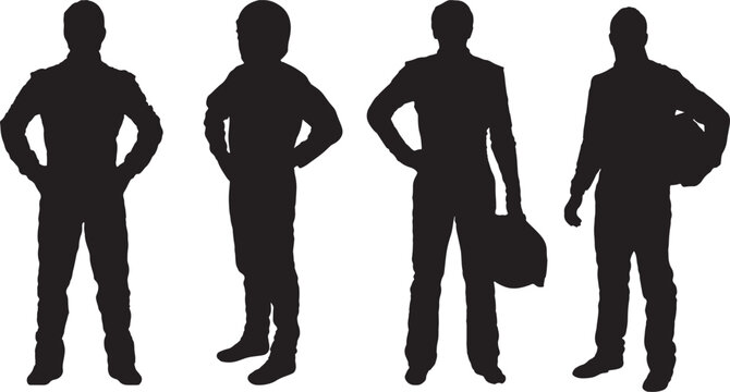 Race Car Drivers Silhouette Vector Pack