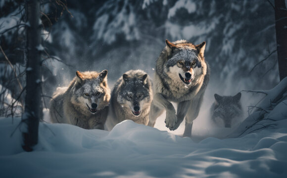 Wolfsrudel im winter