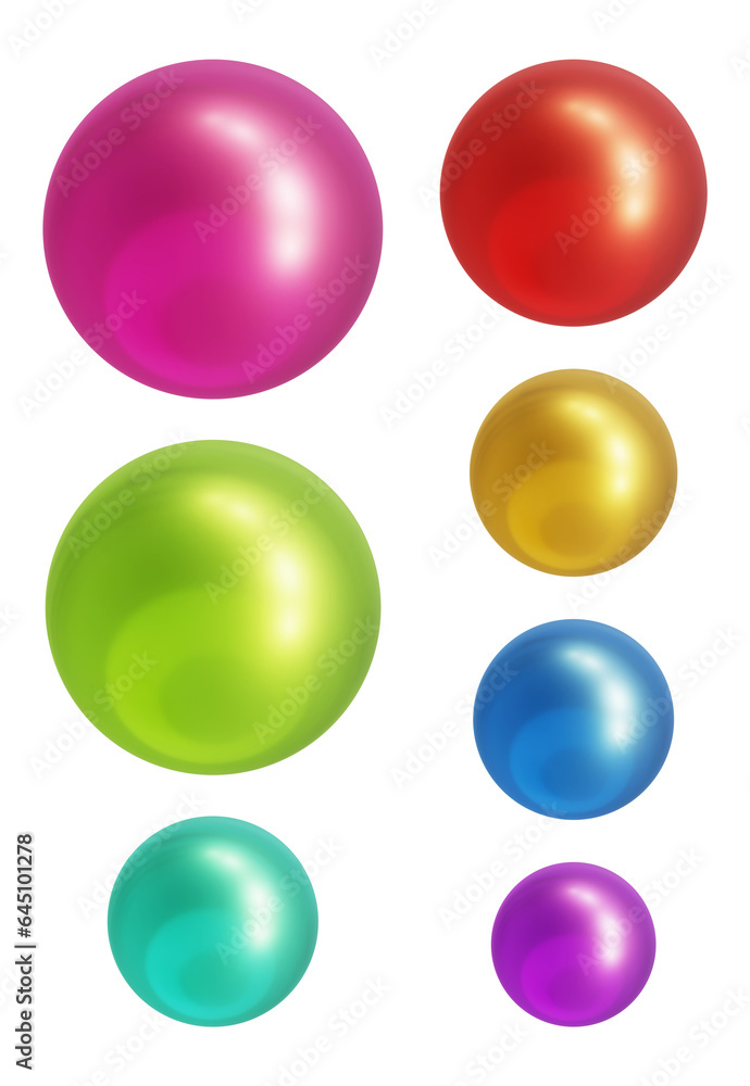 Poster set of round shape sphere ball or button in 3d rendering isolated on transparent background for deco
