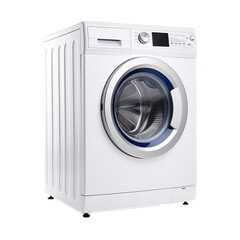 front view White spin Washing Machine fully automatic Modern Washer Machine, Domestic Appliances, Home Appliance on a transparent background.