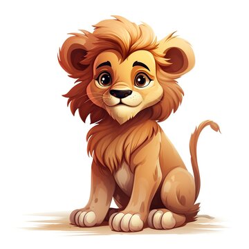 Cute lion cartoon with AI generated image